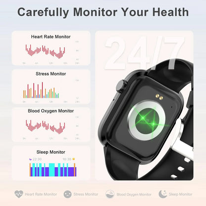 Smart Watch for Men Women, Bluetooth Call Fitness Tracker, Heart Rate Monitor, Sleep Tracking, Waterproof Smartwatch for Android Iphone